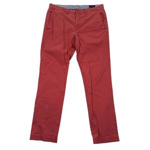 Polo Ralph Lauren Mens 34x32 Chino Pants Red Stretch Straight Fit Cotton Twill